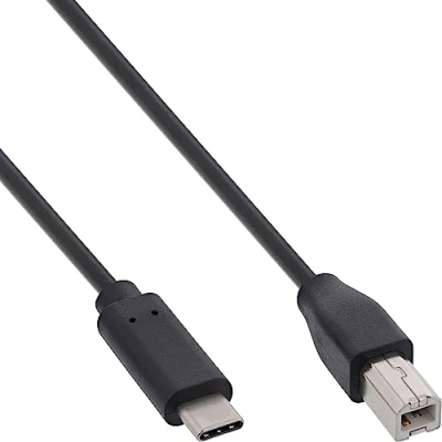 Image of InLine® USB 2.0 cable Type C Plug to B Black 2 m