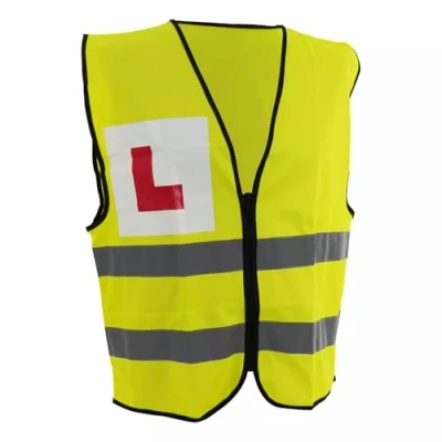 Image of BIKE IT Reflective Hi Vis Vest With Printed L Plate Learner Motorcycle Scooter Rider Zipped