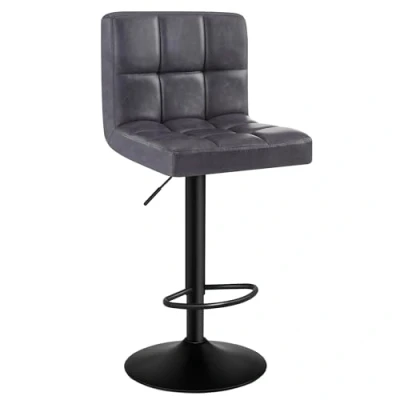 Image of WOLTU Bar Stools Chairs Breakfast Dining for Kitchen Island Counter Faux Leather, Adjustable Swivel Gas Lif, Steel Footrest &amp; Base, Anthracite, BH112an 1 UK