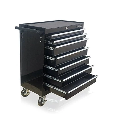 Image of US PRO BLACK TOOLS AFFORDABLE STEEL CHEST TOOL BOX ROLLER CABINET 7 DRAWERS
