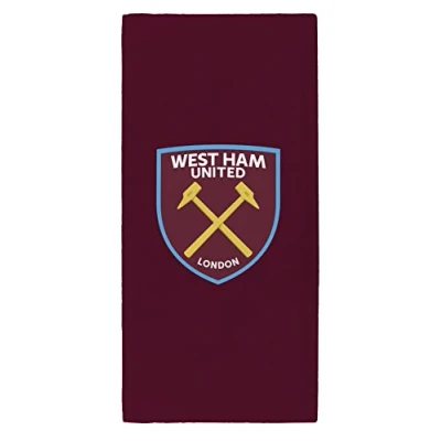 Image of West Ham United FC Towel, Claret, New Crest, Cotton, 70 x 140 c