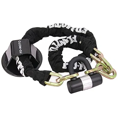Image of FD MOTO STEEL 3KG 1.2M*10mm Chain Lock + Ground Wall Anchor Anti theft Heavy Duty for motorbike motorcycle scooter bike bicycle ATV