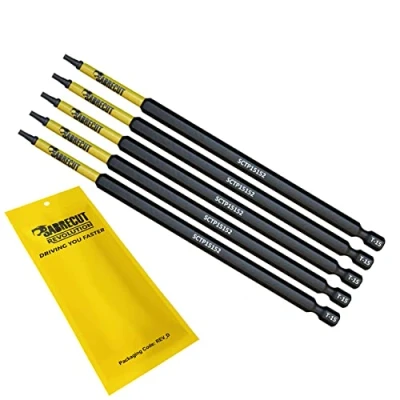 Image of 5 x SabreCut SCTP15152_5 152mm T15 TX15 Torx Tamper Proof Security Magnetic Impact Screwdriver Driver Bits Set Heavy Duty Compatible with Dewalt Milwaukee Bosch Makita and More