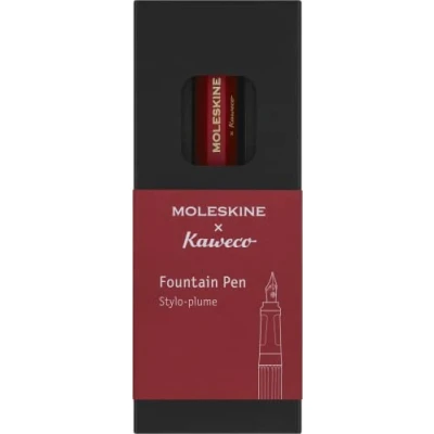 Image of Moleskine x Kaweco Fountain Pen in ABS plastic with Gold Plated Size M Nib for Writers, Note Takers, Blue Ink Cartridge Included, Color Red