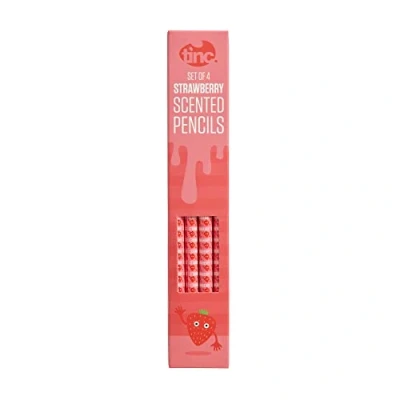 Image of Tinc Strawberry Scented HB Pencils Pack of 4, Red (S4STRAPC)