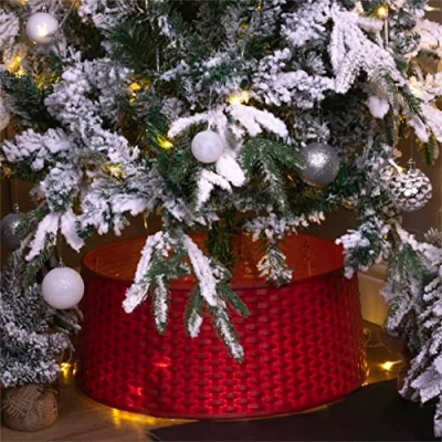 Image of Rattan Style Red tree Skirt a must to finish off your Christmas