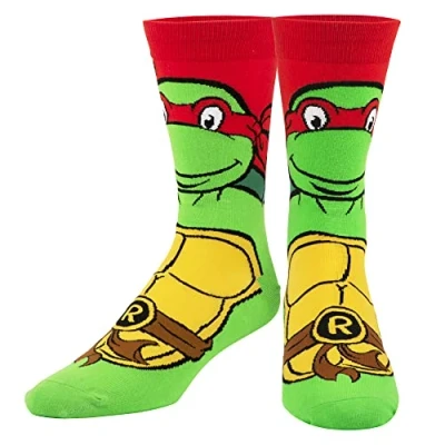 Image of Odd Sox, Nickelodeon TMNT Teenage Mutant Ninja Turtles, 90&#039;s Cartoon, Fun Socks, Raphael, Large