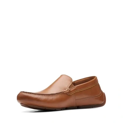 Image of Clarks Men&#039;s Markman Plain Moccasin, Tan Leather, 8 UK
