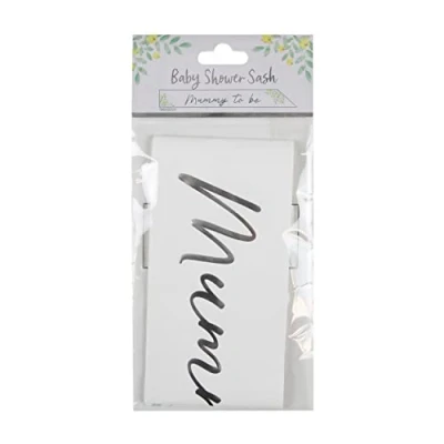 Image of Eurowrap Mummy To Be Baby Shower Sash Neutral Colours White Yellow and Green