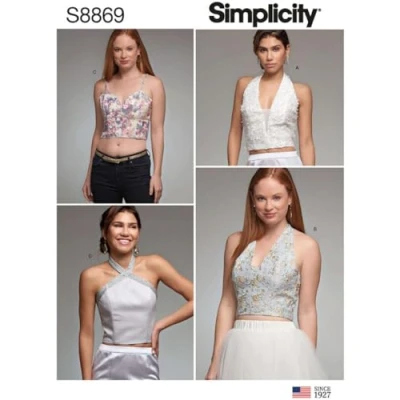 Image of SIMPLICITY Sewing Pattern S8869 Misses&#039; Lined Tops, Paper, White, Various
