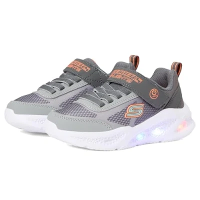 Image of Skechers Meteorlights Trainers for kids, Size: 9.5K, Charcoal/gray/orange Imitation leather/ textile
