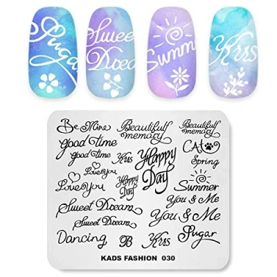 Image of KADS Nail Art Stamping Plates Letter pattern Fashion Templates Manicure Print Image