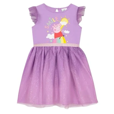 Image of Peppa Pig Dress Girls Summer Party Purple 6 7 Years