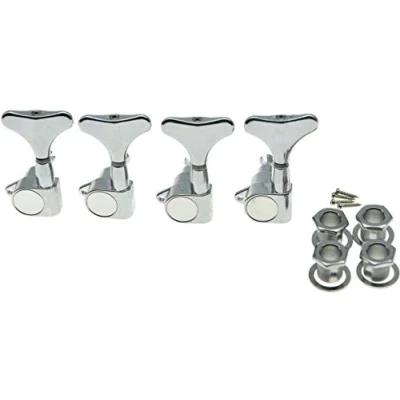 Image of Dopro Chrome Left Handed Sealed Bass Tuners Tuning Keys Pegs 4 String Guitar Machine Heads