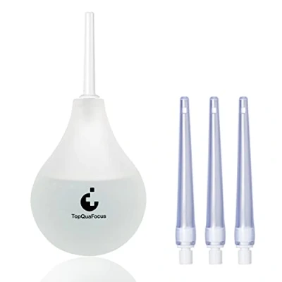 Image of TopQuaFocus 8oz Enema Bulb Kit Anal Cleaner for Men &amp; Women with 4 Nozzles Douche Colon Cleaning (Transparent)