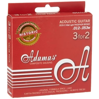 Image of Adamas Strings for Acoustic Guitar Phosphor Bronze Historic Reissue Set of 3 Light .012 1818