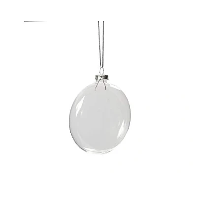 Image of CRAFTY CAPERS 6 Clear 80mm Glass Flat Circular Christmas Bauble Ornaments for Tree Decoration