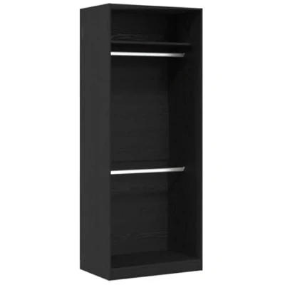 Image of vidaXL Wardrobe Set Black Oak Finish, 80 x 50 200 cm Engineered Wood, Bedroom Storage Furniture with Built In Shelves