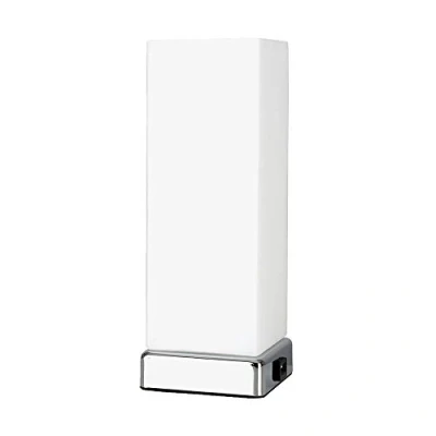 Image of MiniSun Modern Chrome &amp; White Frosted Glass Bedside Touch Table Lamp with USB Charging Port