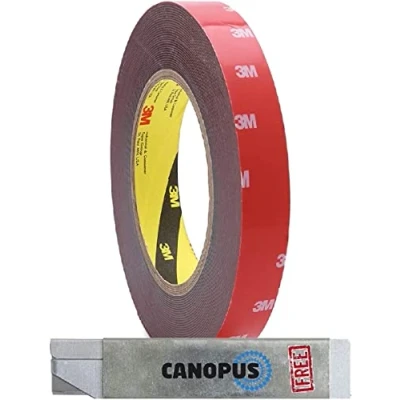 Image of CANOPUS Professional Tape Double Sided Heavy Duty, 3M 4218P Waterproof 12.7 mm x 4.5 m Thickness (1,2mm) Tape, Automotive Mounting for LED Strips, Indoor, Outdoor Use