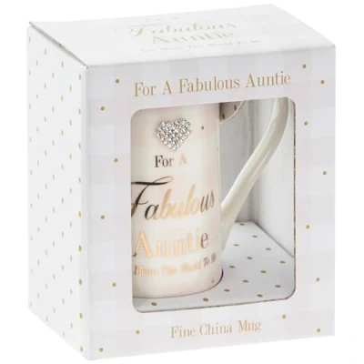 Image of LEONARDO LP33865 Ceramic Fabulous Auntie Mug Checkered and Mad Dots 1 Piece 7x7x11 cm Accessory, White