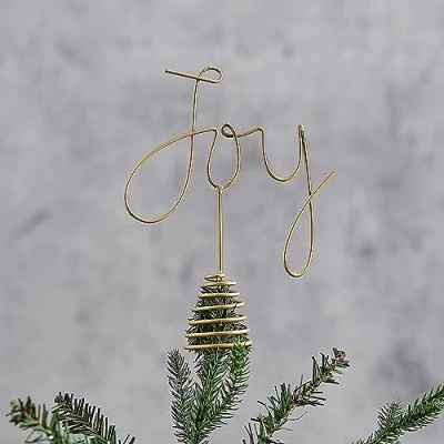 Image of Ginger Ray Gold Metal Joy Decoration Christmas Tree Topper Decorative Accessory, 21cm (H) x 16.3cm (W)
