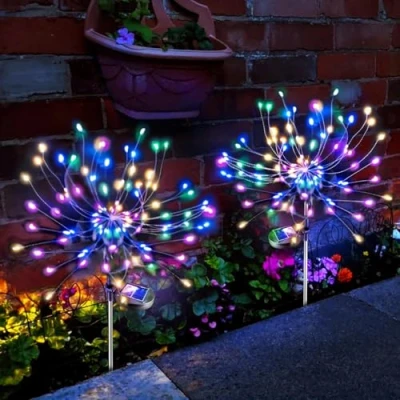 Image of Anordsem Solar Firework Lights Outdoor: Christmas Decorations Fairy Light Waterproof for Outside Powered Fireworks LED Lamp Garden Patio Yard Party Pathway Lawn Decorativ