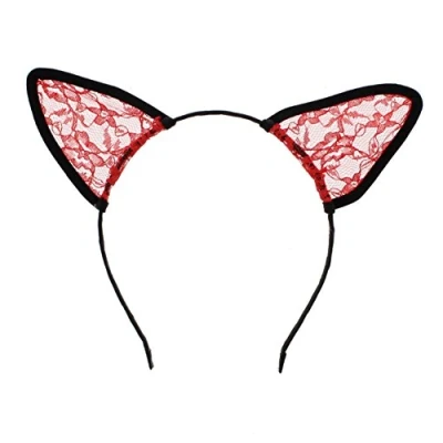 Image of Zac&#039;s Alter Ego Black Lace Cat Headband with Red Ears