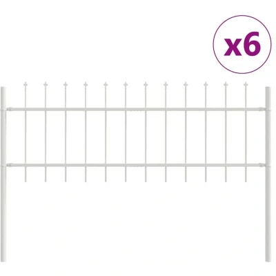 Image of vidaXL Garden Fence with Pointy Tops White 10.2 x 0.6 m Steel