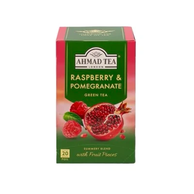Image of Ahmad Tea Green Raspberry &amp; Pomegranate 20 Teabag Sachets 1 Packs