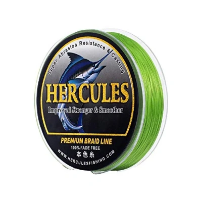 Image of HERCULES Braided Fishing Line, Not Fade, 547 Yards PE Lines, 8 Strands Multifilament Fish 20lb Test for Saltwater and Freshwater, Abrasion Resistant, Fluorescent Green, 20lb, 500m