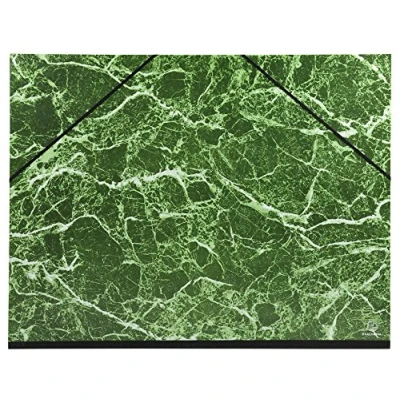 Image of Exacompta Ref 651E Portfolio with Ribbon 500x650mm in Size, Elastic Strap Closure, White Interior Suitable for Transporting Artwork &amp; Documents Marbled Green