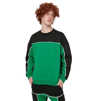 Image of Trendyol Man Oversize Basic Crew neck Knit Sweatshirt Green