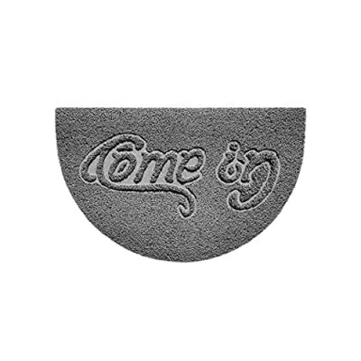 Image of Nicoman Embossed Halfmoon Half Circle Door Mat Dirt Trapper Jet Washable Doormat 70x44cm (Grey, COME IN) Use Outdoor ONLY