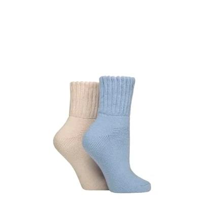 Image of Women&#039;s 2 Pair Elle Cosy Home and Bed Socks Powder Blue 4 8