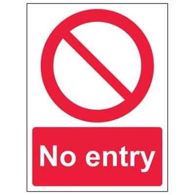 Image of VSafety No Entry Prohibition Sign Portrait 150mm x 200mm Self Adhesive Vinyl