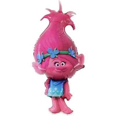 Image of Toyland® 99cm (39&quot;) Princess Poppy Troll Shaped Foil Balloon Trolls Children&#039;s Party Decorations