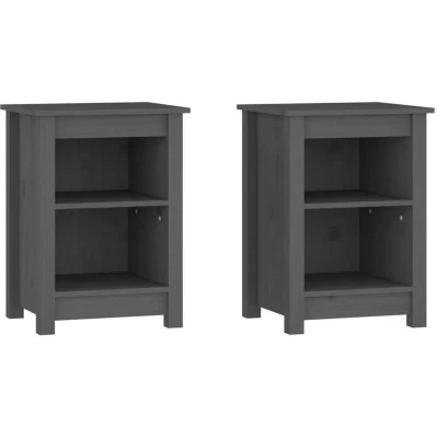 Image of vidaXL Bedside Cabinets 2 pcs Grey 40x35x55 cm Solid Wood Pine