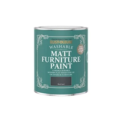 Image of Rust Oleum Black Furniture Paint in Matt Finish Sand 750ml