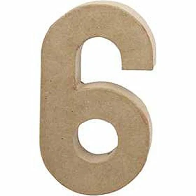 Image of Create Crafts 26634 Creativ 20 cm 1 Piece Papier Mache Number 6, Beige