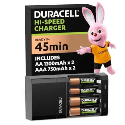Image of Duracell 45 minutes Battery Charger with 2 AA and AAA