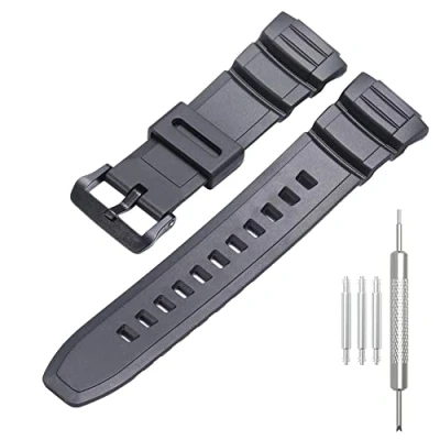 Image of WRISTARMOR Resin Replacement Band Compatible with Casio MCW 100H 110H MCW100H 1A2V WS 220 WS220 1BV HDD S100 Watch Strap