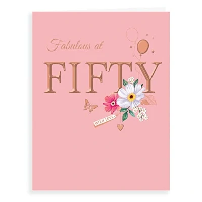 Image of Avant Garde Studios Classic Milestone Age Birthday Card 50 F 8 x 6 inches