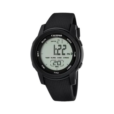 Image of Calypso Unisex Digital Watch with LCD Dial Display and Black Plastic Strap K5698/6