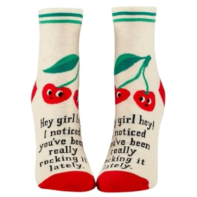 Image of Blue Q women&#039;s Novelty Ankle Socks (fit shoe Size 5 10), Hey Girl Hey!, One