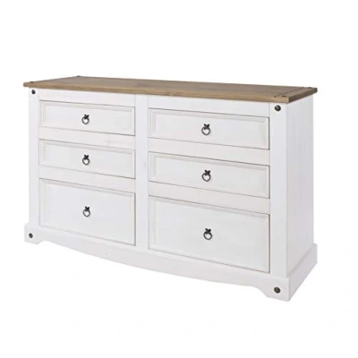 Image of Core Products, Corona White 3+3 Chest of Drawers with Natural Pine Top