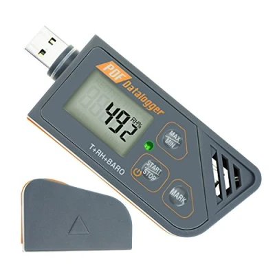 Image of Digital Waterproof USB Datalogger Humidity Temperature and Pressure Barometric Data Logger gauge, generate PDF &amp; Excel report LED indicator
