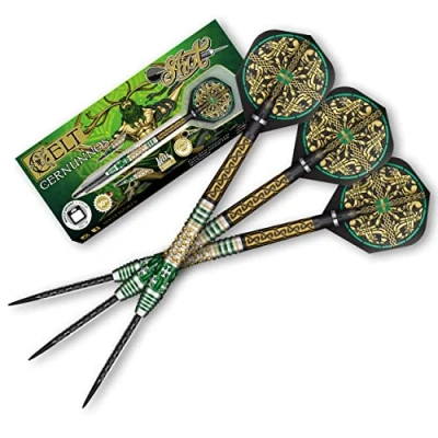 Image of Shot! Celt Cernunnos Steel Tip Dart Set 90% Tungsten Pro Throwing Darts Set, Professional Made in New Zealand Designed Flights for Women &amp; Men Metal Bar Adults