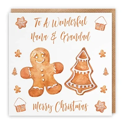 Image of Hunts England Nana And Grandad Christmas Card To A Wonderful &amp; Merry Gingerbread Collection