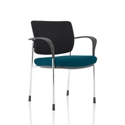 Image of Brunswick Deluxe Black Fabric Back Chrome Frame Seat Teal With Arms